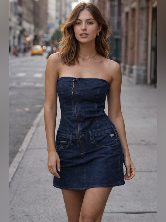 G-Star Dresses & Skirts - G-Star RAW Size M Vintage Y2K Strapless Denim Dress - Dark Blue